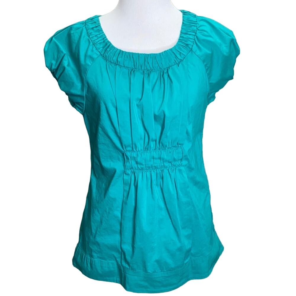 Banana Republic Teal Pleated Blouse Size Small